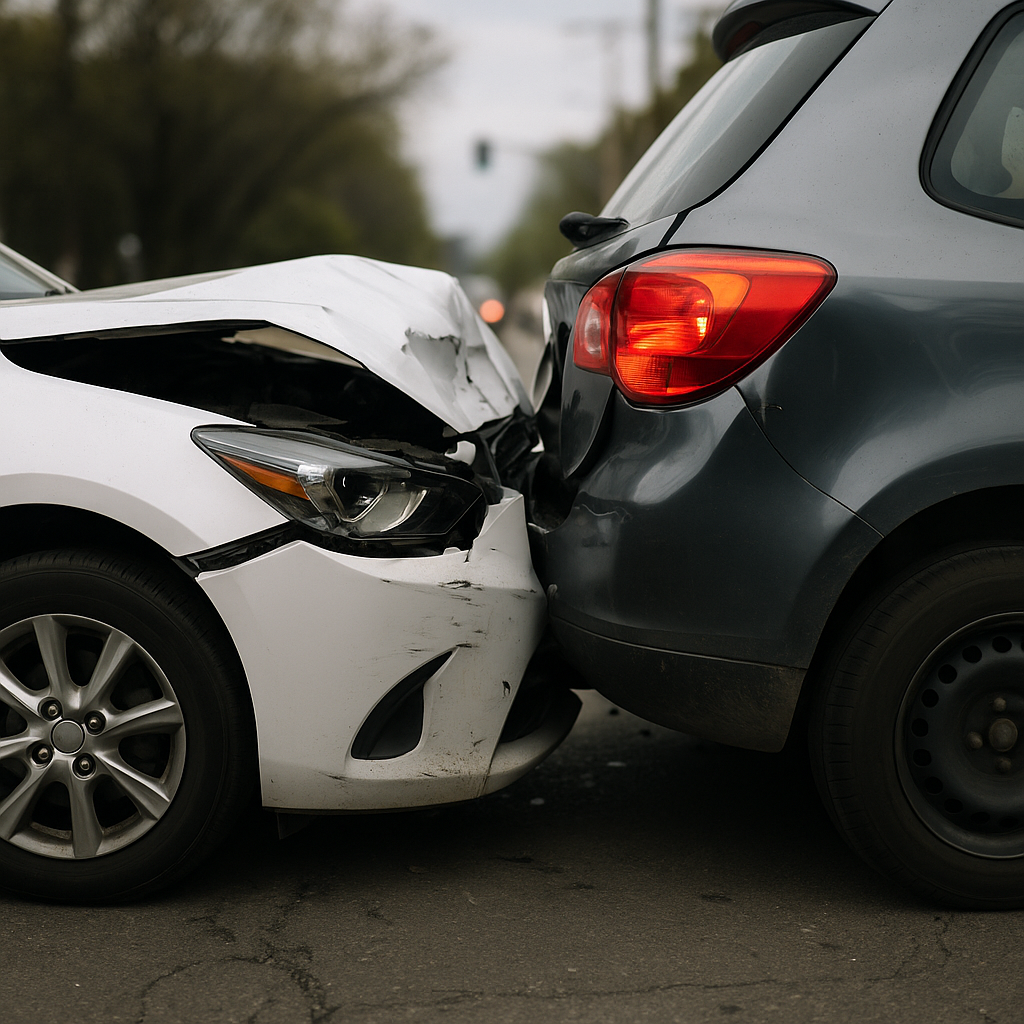 2 car collision on a road